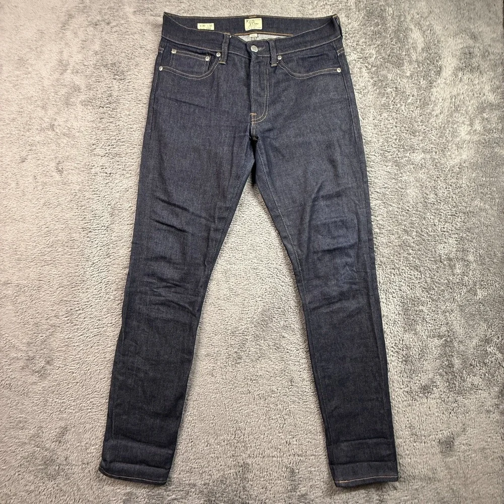 J.Crew 250 Skinny Jeans Mens 30x32 Dark Raw Wash Kurabo Japanese Denim Stretch